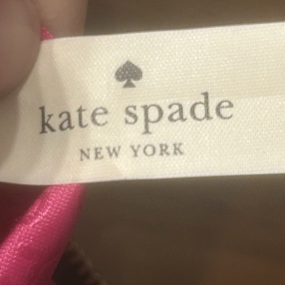 KATE SPADE Pebbled Leather Wristlet Clutch‎ Black Zip Close Pink Liner Cow - Picture 5 of 16